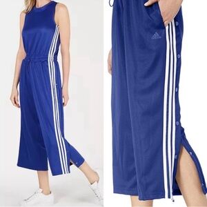 Adidas three stripe snap blue romper jump suit xsmall. EUC